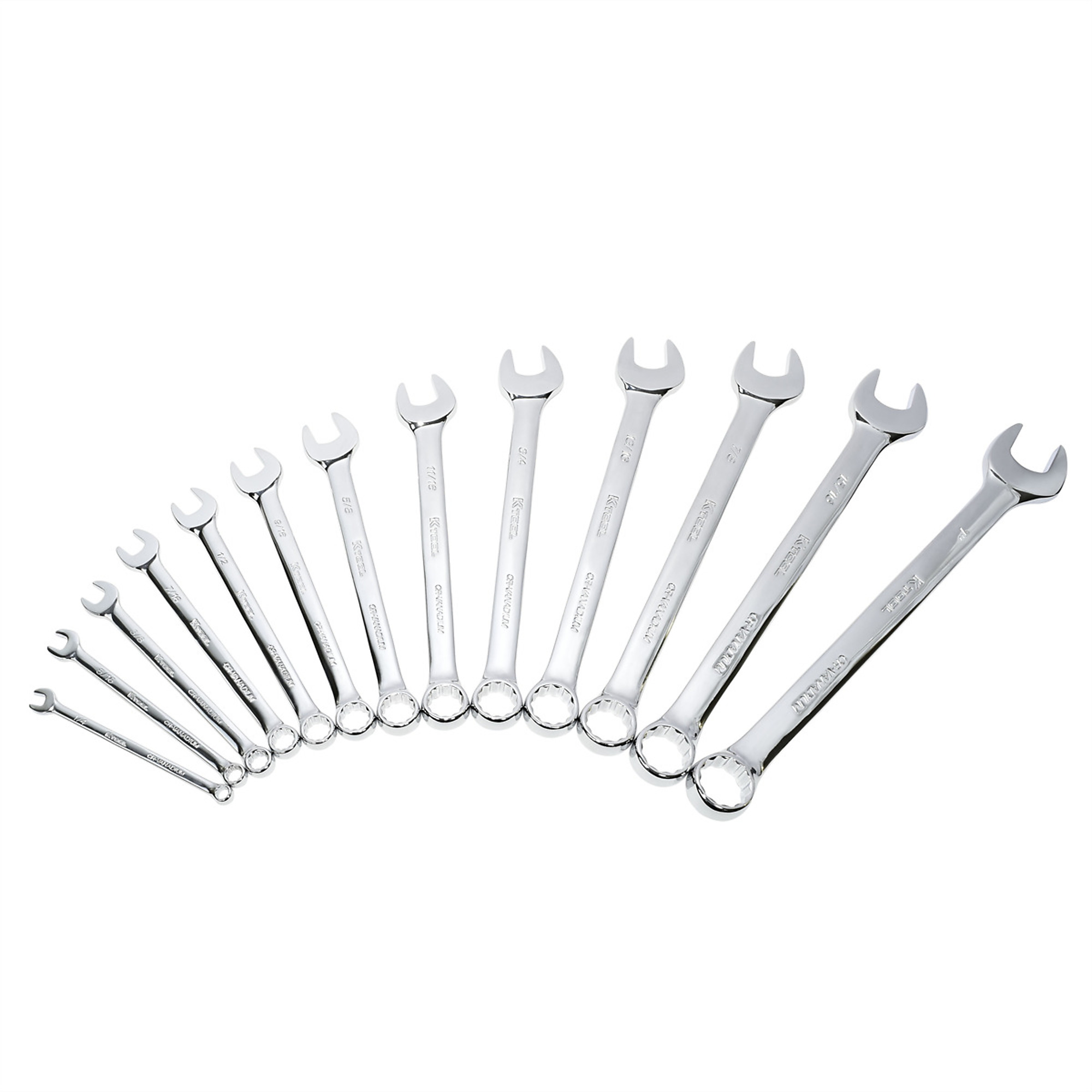 K Tool International Combination Wrench Set — 13-Piece, SAE, Chrome-Plated, Model# KTI41013